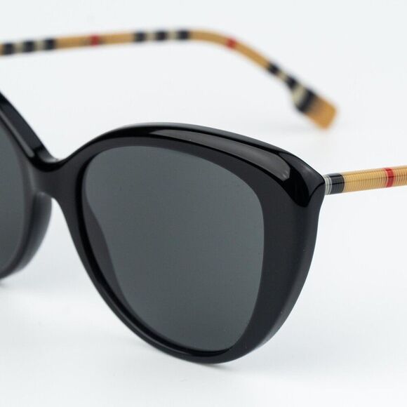Burberry Women Sunglasses Black Grey Cat Eye BE4407 385387 NEW AUTHENTIC